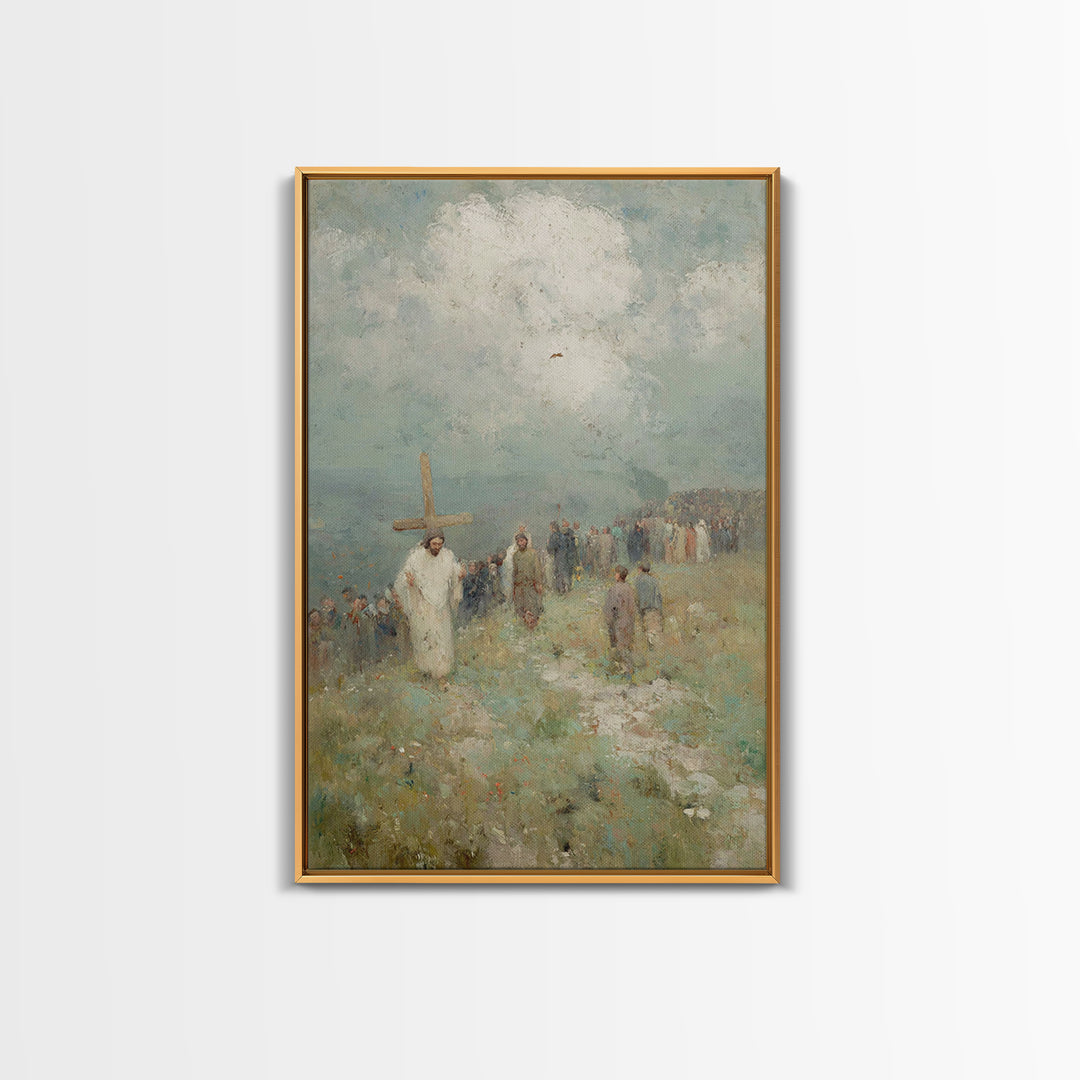 Hilltop Covenant – Framed Canvas Print – Christian Art Gift – Jesus Painting – Christian Art Canvas – Modern Christian Painting – Christmas