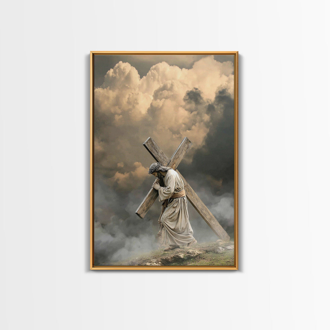 Enduring Savior – Framed Canvas Print – Large Jesus Painting – Christian Art – Christian Wall Art – Moody Christian Art – Christian Christm