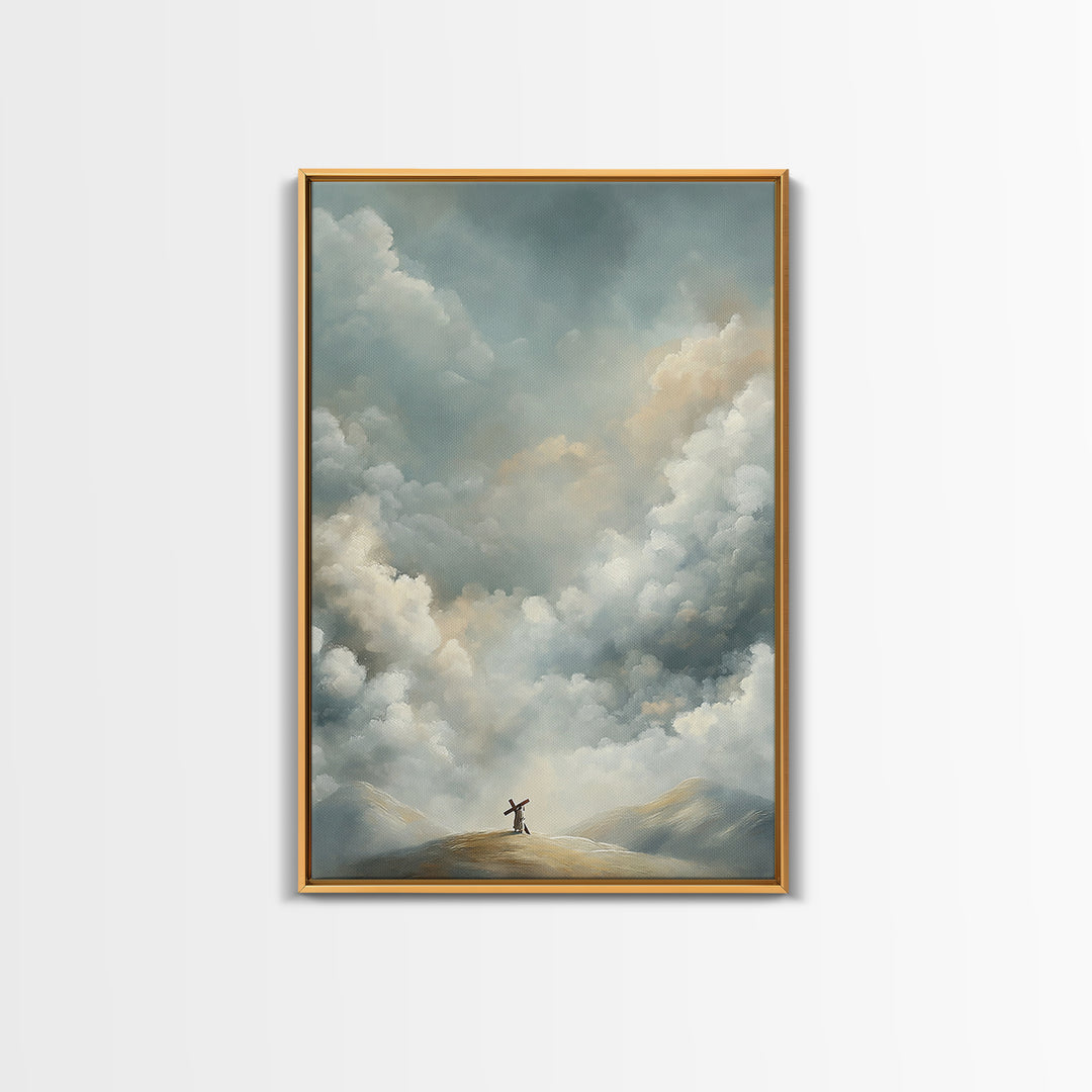 Clouds of Promise | Framed Canvas Print | Christian Art Canvas | Christian Wall Art | Jesus Painting | Modern Christian Art | Christian Dec
