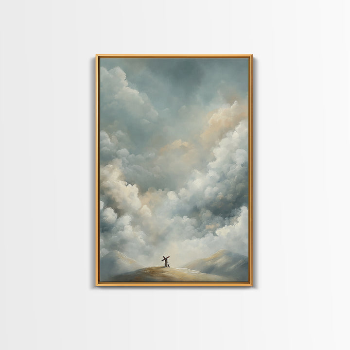 Clouds of Promise | Framed Canvas Print | Christian Art Canvas | Christian Wall Art | Jesus Painting | Modern Christian Art | Christian Dec