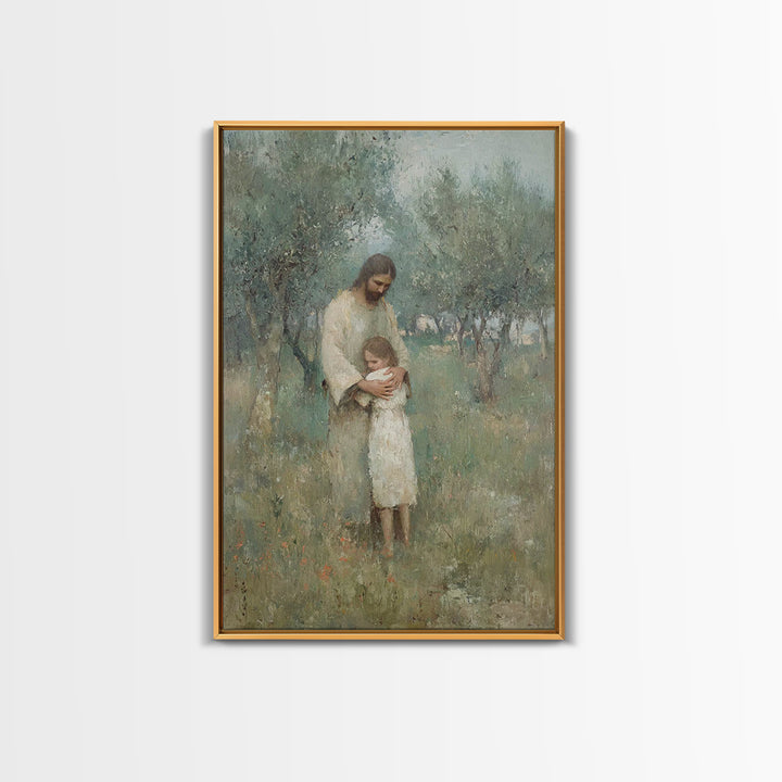 The Loving Shelter | Framed Canvas Print | Jesus Painting | Christian Wall Art | Christian Art Print | Modern Christian Art | Christian Gif