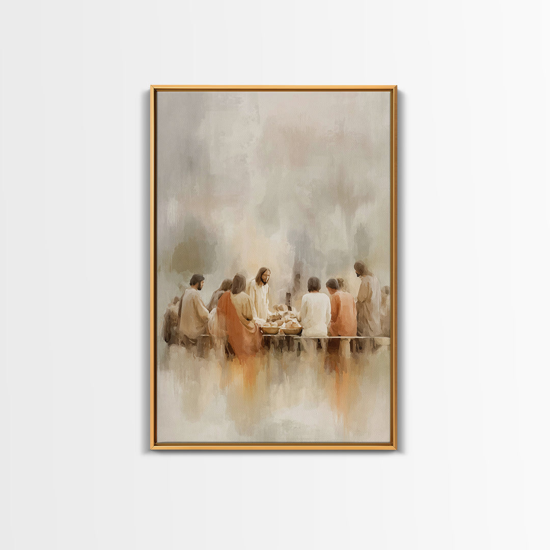 Sacred Supper Light – Framed Canvas Print – Christian Art Print – Jesus Canvas Art – Christian Wall Art – Large Christian Painting – Christ