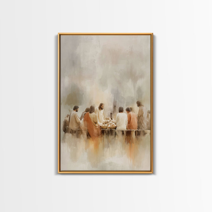 Sacred Supper Light – Framed Canvas Print – Christian Art Print – Jesus Canvas Art – Christian Wall Art – Large Christian Painting – Christ