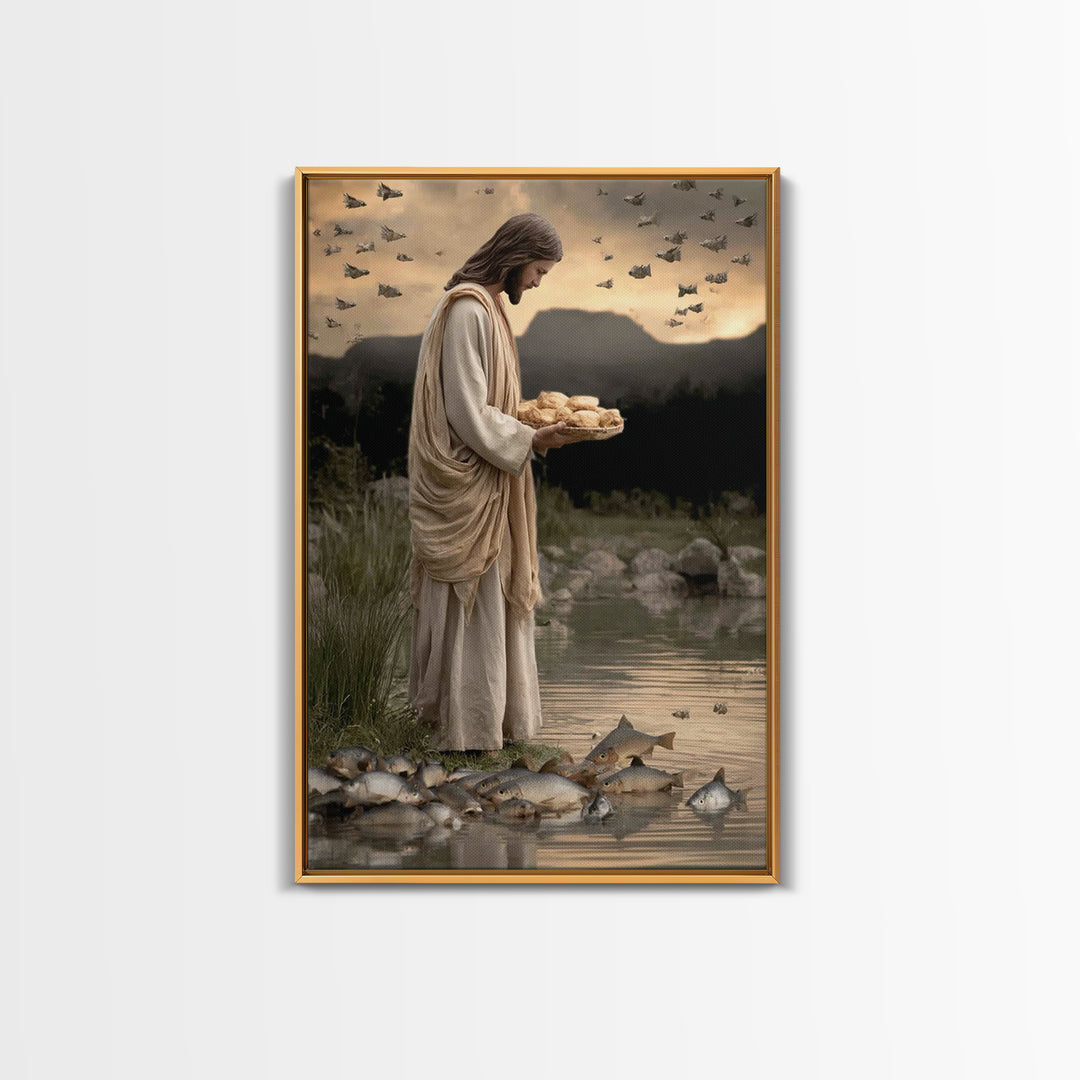Miracle of Provision | Framed Canvas Print | Jesus Art Canvas | Christian Painting | Christian Wall Art | Modern Christian Painting | Chris