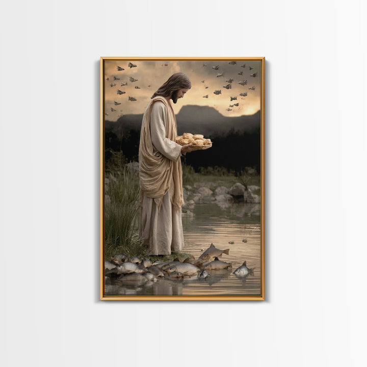 Miracle of Provision | Framed Canvas Print | Jesus Art Canvas | Christian Painting | Christian Wall Art | Modern Christian Painting | Chris