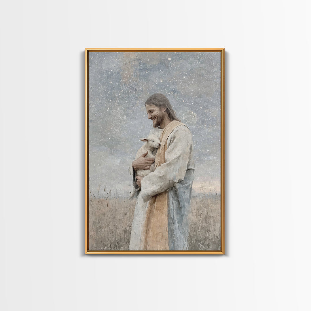 Joyful Meadow Grace – Framed Canvas Print – Christian Art Print – Jesus Painting – Christian Wall Art – Christian Decor – Christian Gift Id