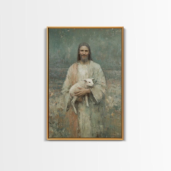 Gentle Pasture Hope – Framed Canvas Print – Christian Decor – Christian Art Print – Christian Wall Art – Jesus Painting – Christian Art Can
