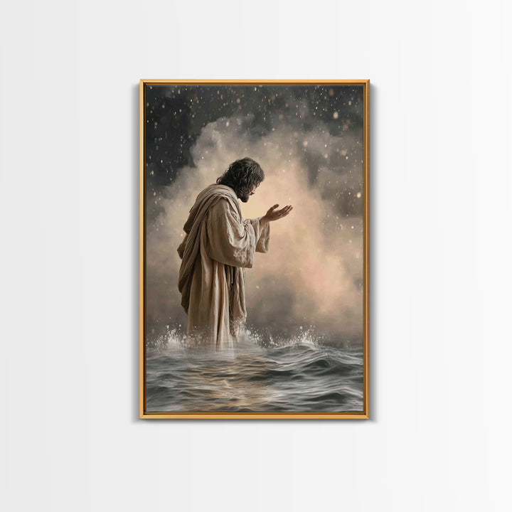 Prayerful Light – Framed Canvas Print – Christian Art Print – Christian Art Canvas – Christian Wall Art – Christian Gift Ideas – Jesus Pain
