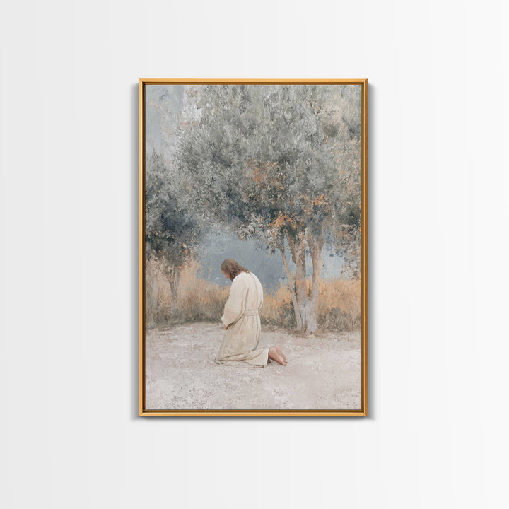 Humble Devotion, Framed Canvas Print, Jesus Painting, Christian Wall Art, Subtle Christian Paintings, Christian Art Canvas, Christian Chris