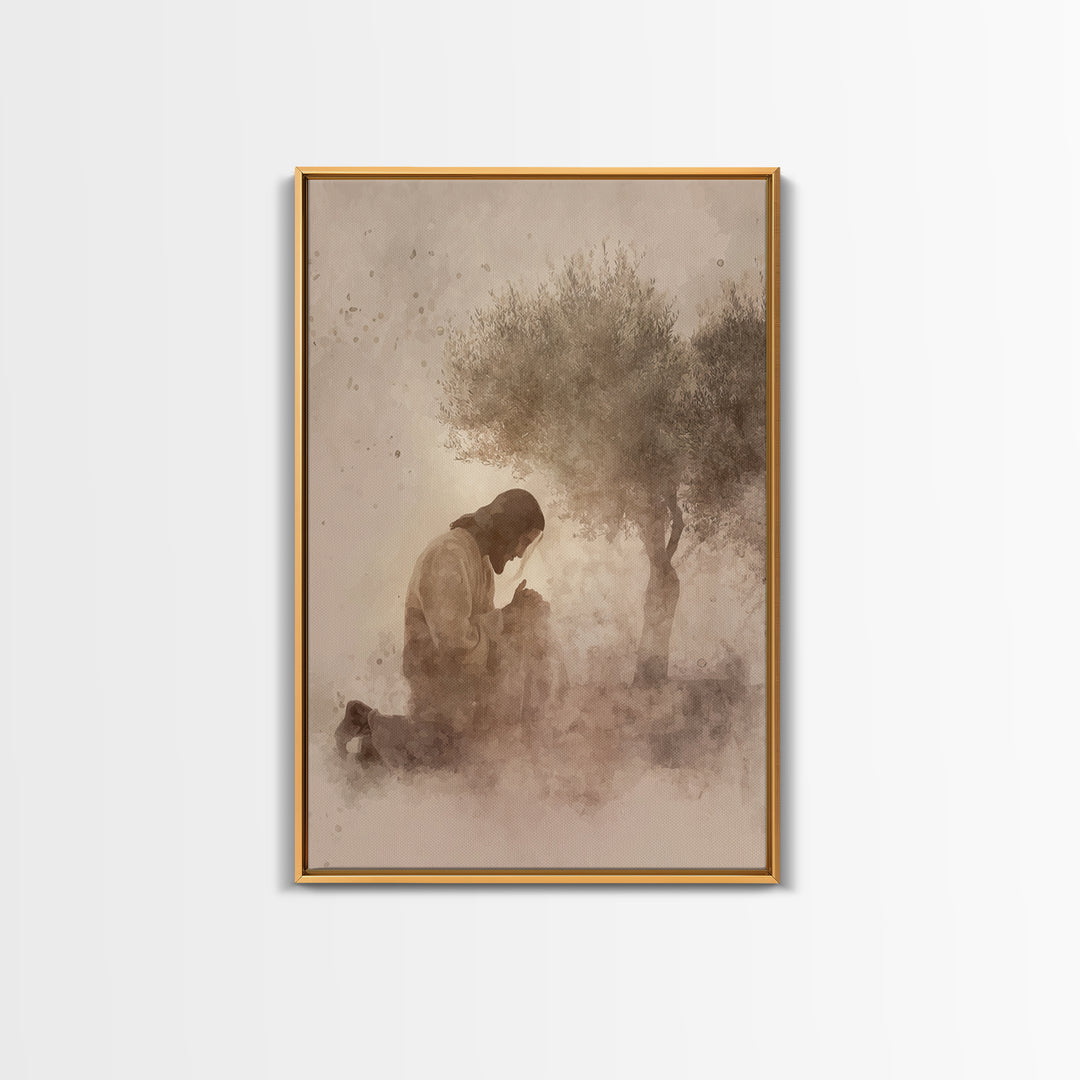 Evening Grace | Framed Canvas Print | Christian Wall Art | Jesus Painting Canvas | Modern Christian Painting | Christian Art Work | Christi