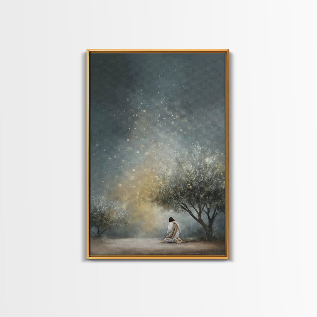 Sacred Solitude – Framed Canvas Print – Christian Art Canvas – Large Christian Painting – Jesus Wall Art – Vintage Christian Art – Christia