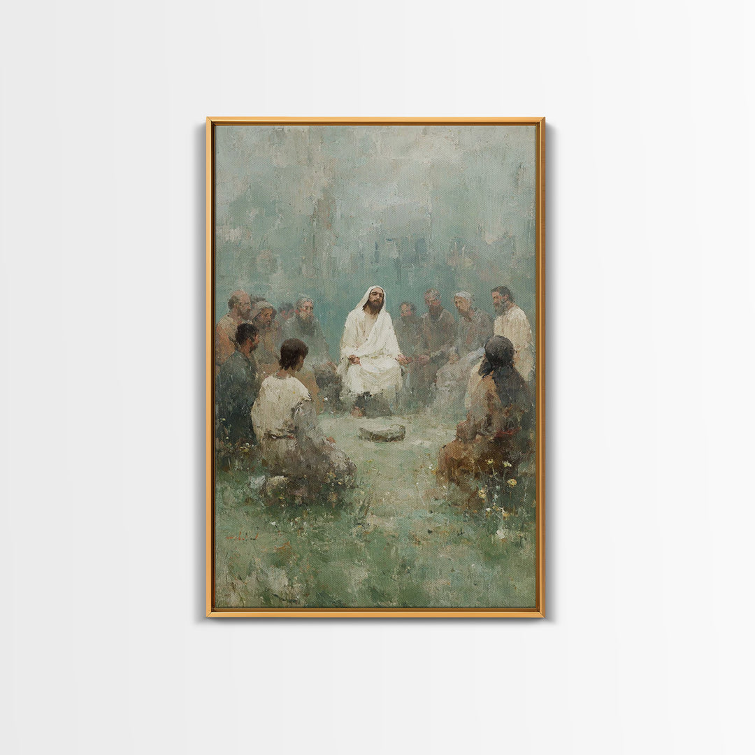 Gathered In Spirit | Framed Canvas Print | Christian Art Print | Christian Wall Art | Jesus Painting | Christian Gift | Modern Christian Ar