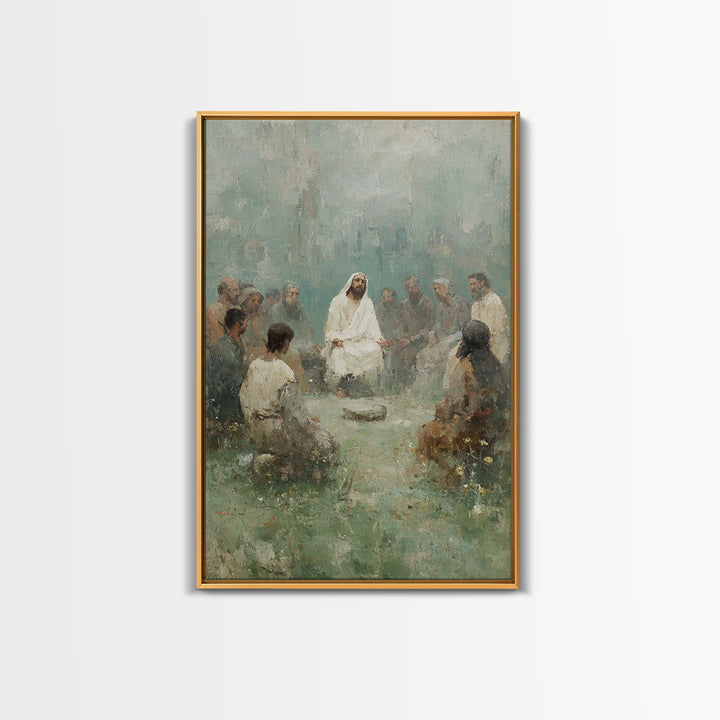 Gathered In Spirit | Framed Canvas Print | Christian Art Print | Christian Wall Art | Jesus Painting | Christian Gift | Modern Christian Ar