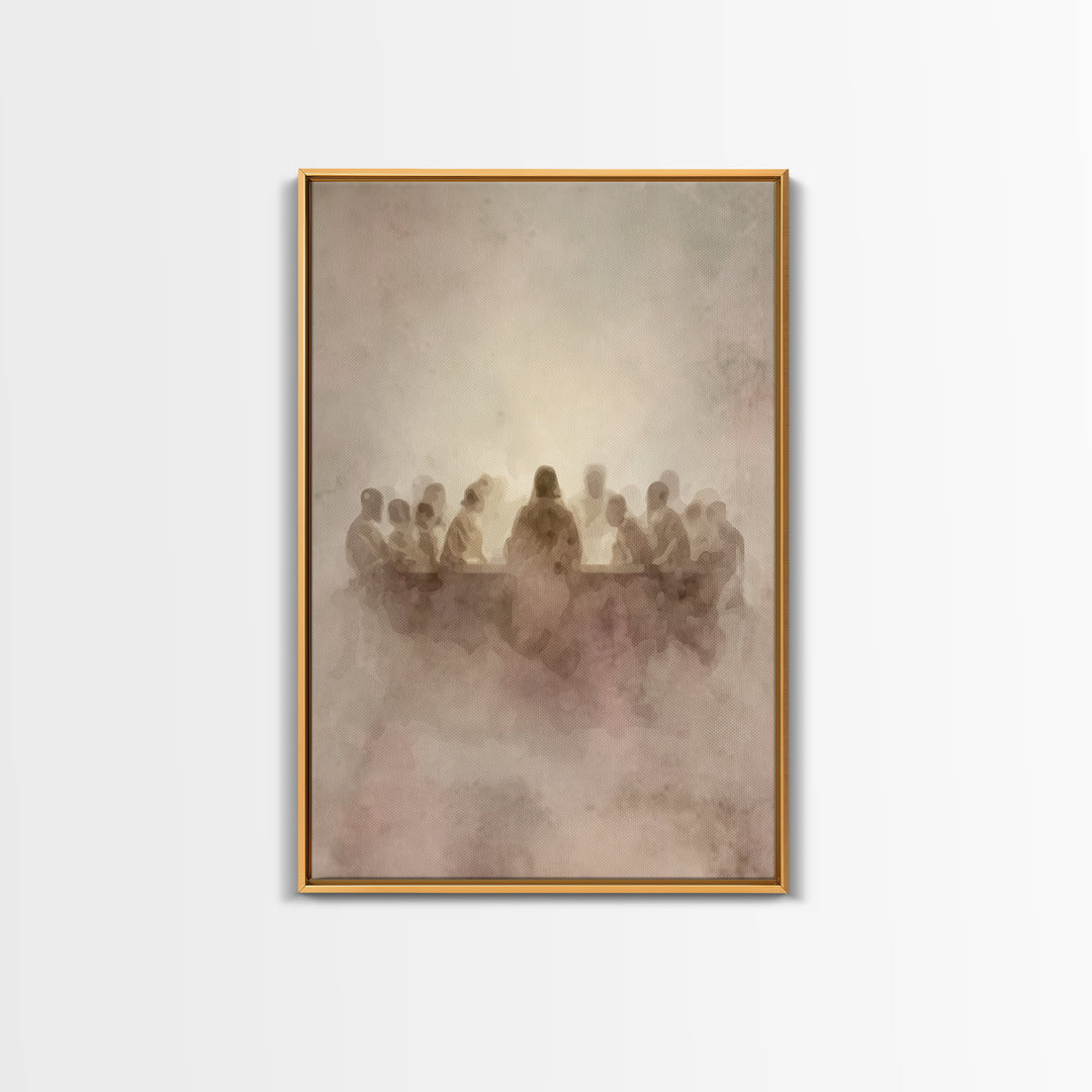 Sacred Supper | Framed Canvas Print | Christian Wall Art | Jesus Painting | Christian Art Canvas | Minimalist Christian Art | Christian Gif