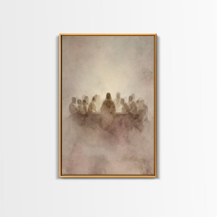 Sacred Supper | Framed Canvas Print | Christian Wall Art | Jesus Painting | Christian Art Canvas | Minimalist Christian Art | Christian Gif