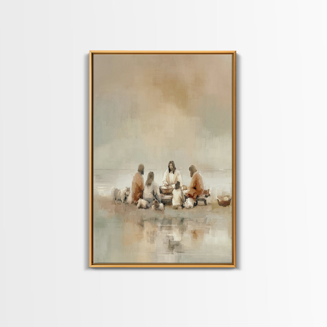 Flock Circle Light | Framed Canvas Print | Christian Wall Art | Christian Art Canvas | Jesus Painting | Christian Decor | Subtle Christian