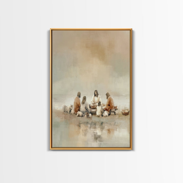 Flock Circle Light | Framed Canvas Print | Christian Wall Art | Christian Art Canvas | Jesus Painting | Christian Decor | Subtle Christian