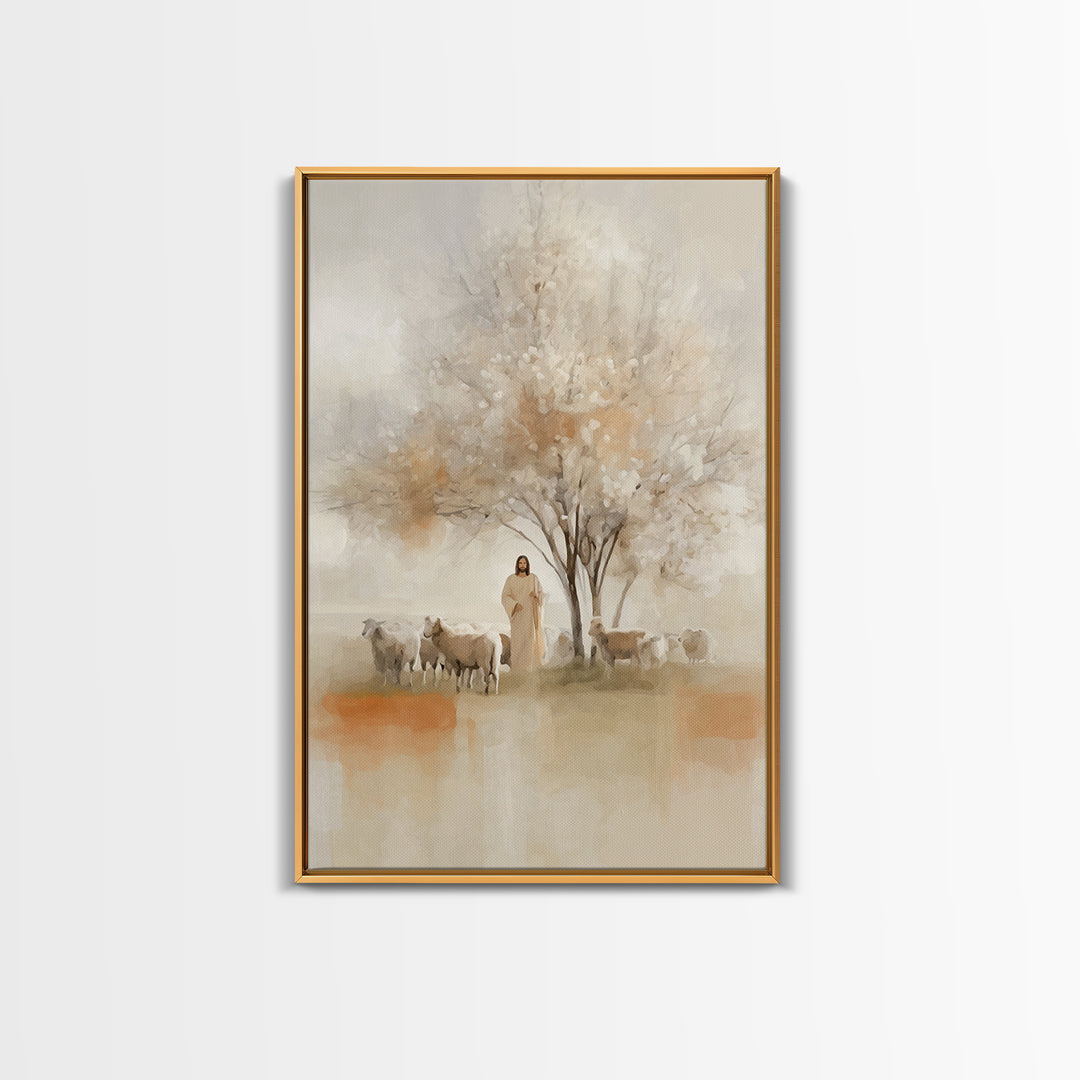 Quiet Orchard Watch, Framed Canvas Print, Christian Wall Art, Christian Art Canvas, Jesus Painting, Christian Decor, Minimalist Christian A