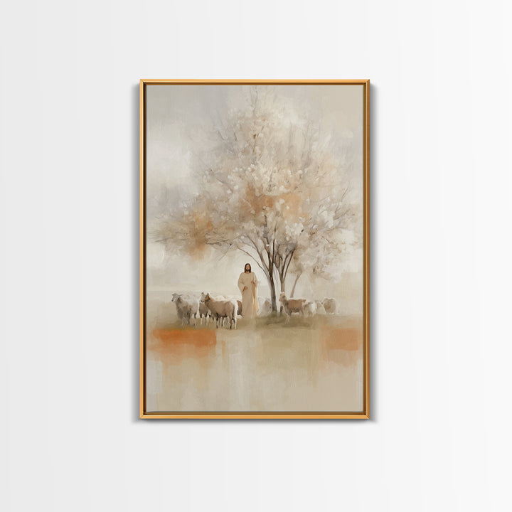 Quiet Orchard Watch, Framed Canvas Print, Christian Wall Art, Christian Art Canvas, Jesus Painting, Christian Decor, Minimalist Christian A