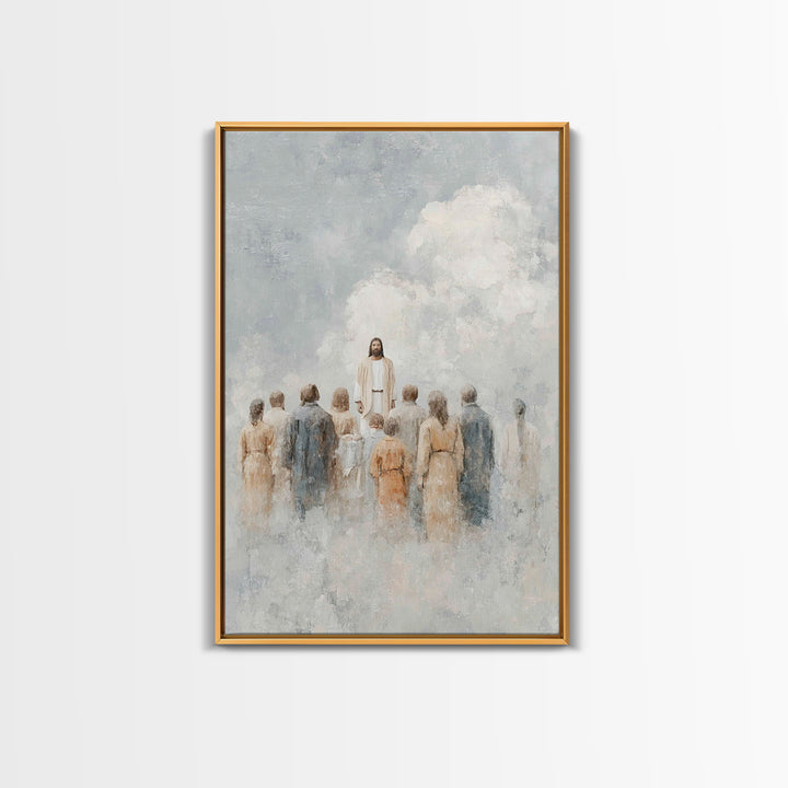Ascension Amid Clouds – Framed Canvas Print – Christian Art Canvas – Christian Wall Art – Christian Art – Jesus Painting – Christian Decor