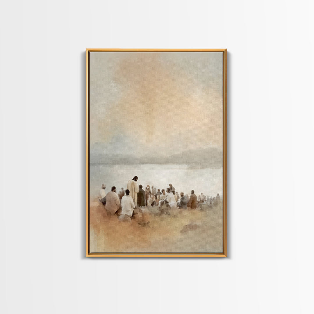 Shoreline Teaching Light | Framed Canvas Print | Christian Art Canvas | Christian Wall Art | Jesus Painting | Christian Art | Christian Dec