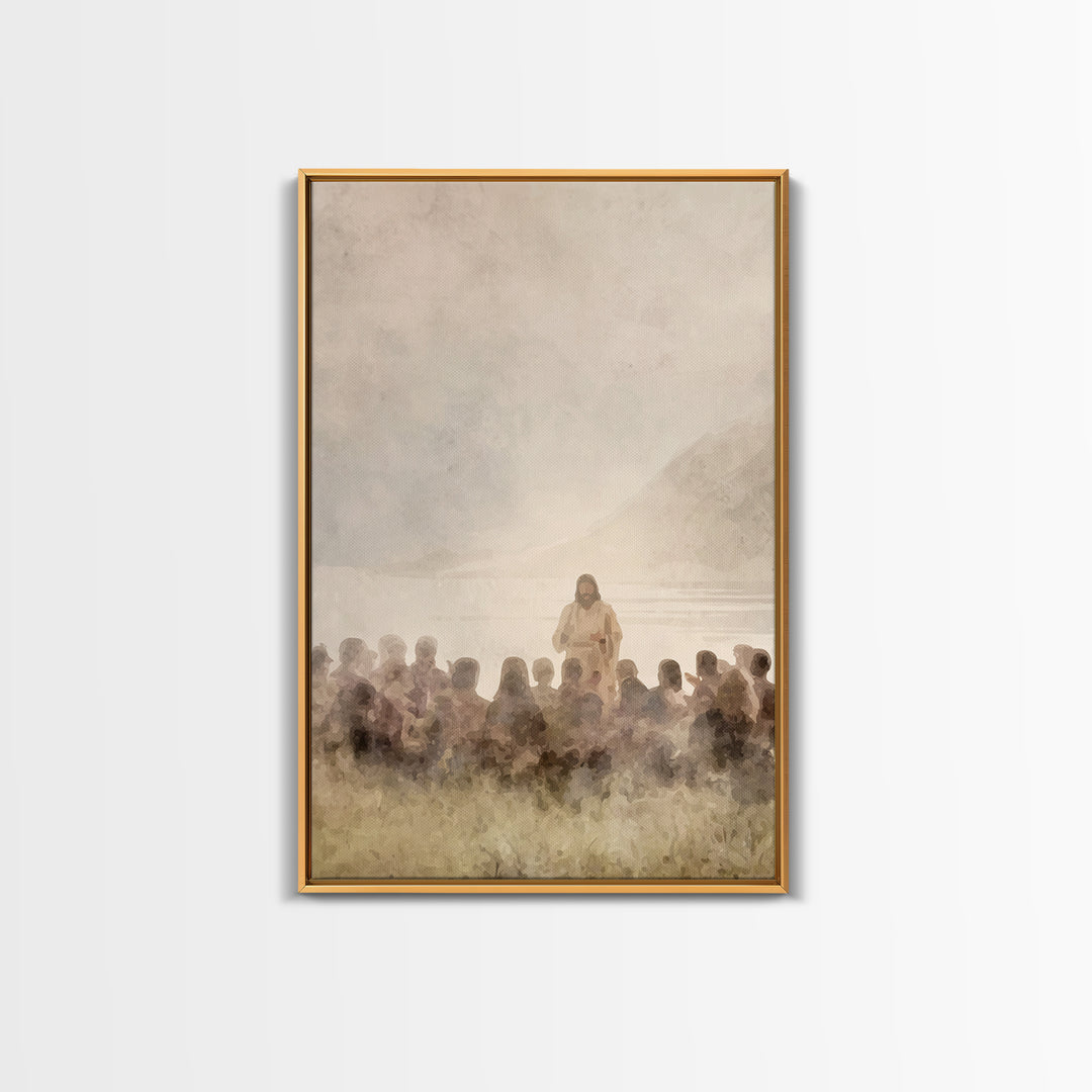 Silent Shore Message | Framed Canvas Print | Christian Wall Art | Christian Art Canvas | Jesus Painting | Christian Art | Christian Decor |