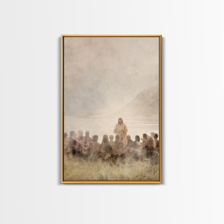 Silent Shore Message | Framed Canvas Print | Christian Wall Art | Christian Art Canvas | Jesus Painting | Christian Art | Christian Decor |