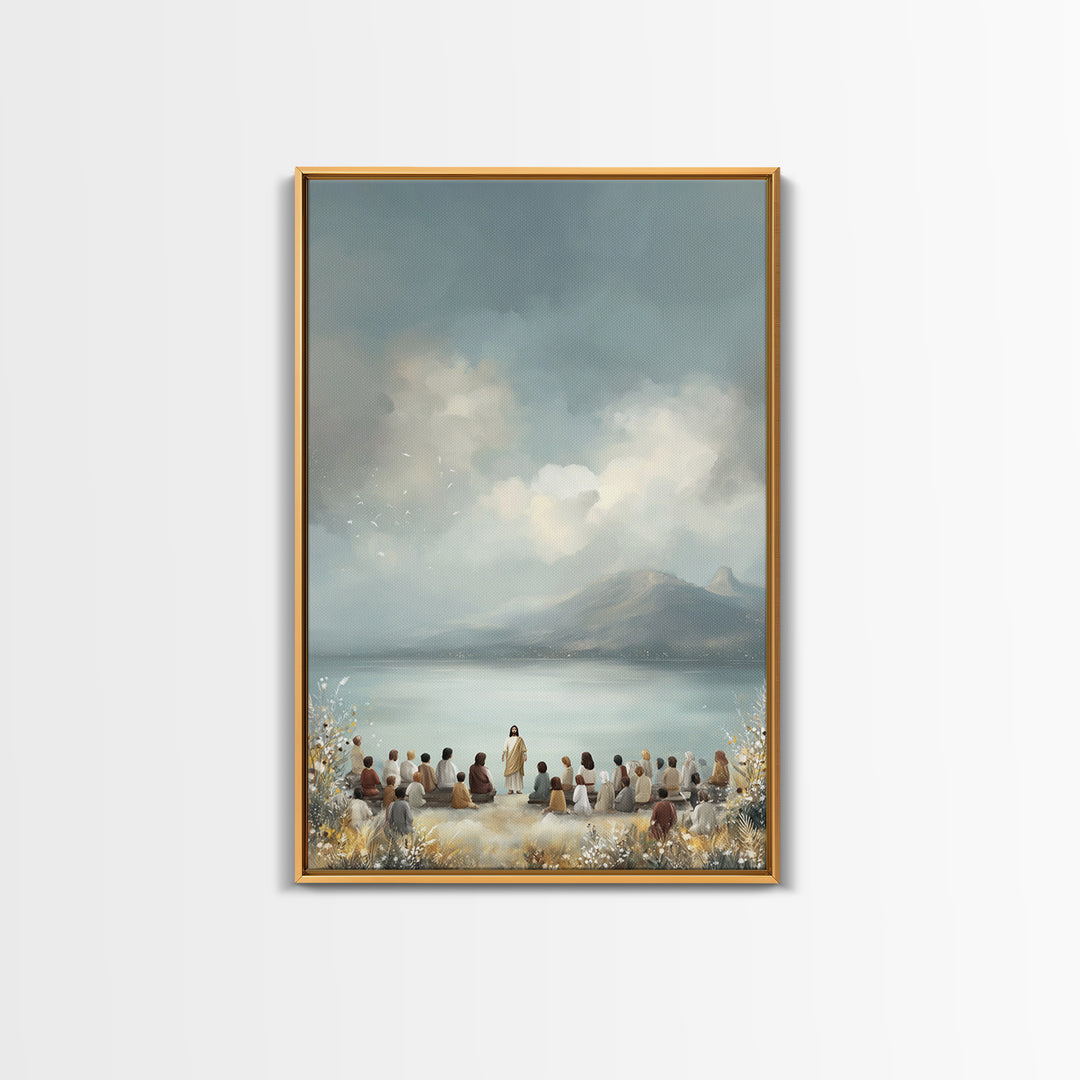 Lakefront Morning Word – Framed Canvas Print – Christian Art Canvas – Christian Wall Art – Jesus Painting – Christian Art – Christian Decor