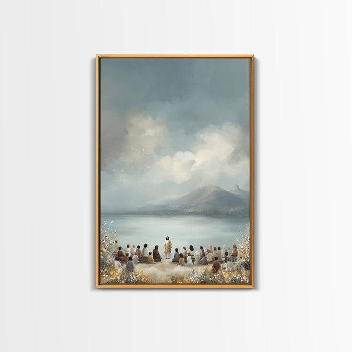 Lakefront Morning Word – Framed Canvas Print – Christian Art Canvas – Christian Wall Art – Jesus Painting – Christian Art – Christian Decor
