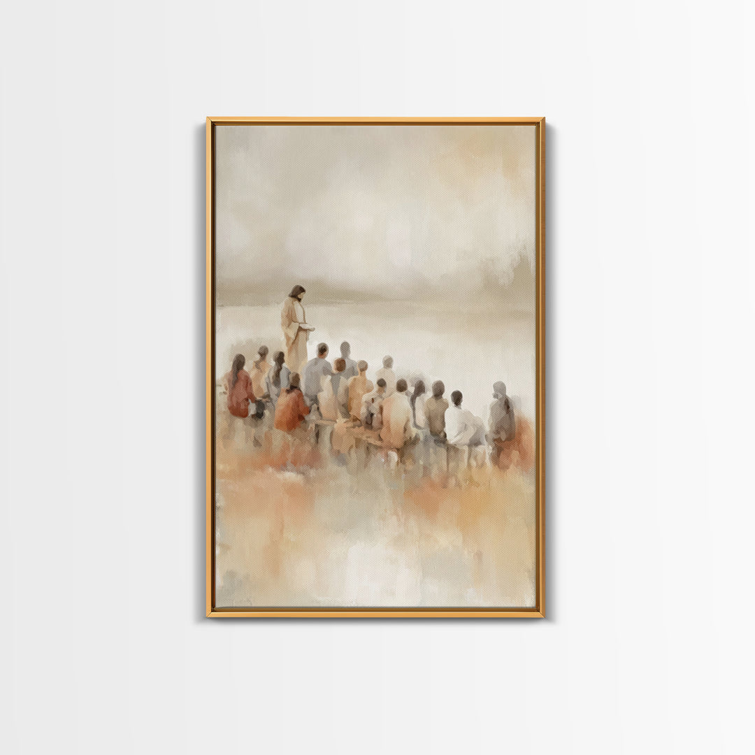 Quiet Shore Lesson – Framed Canvas Print – Christian Art Canvas – Minimalist Christian Art – Jesus Painting – Christian Wall Art – Subtle C