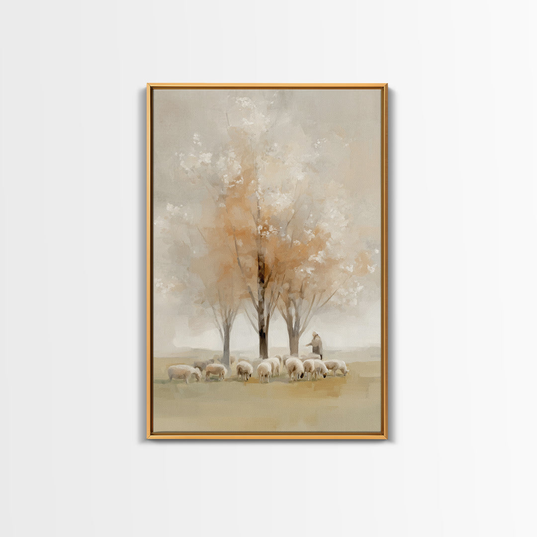 Blossom Field Grace, Framed Canvas Print, Christian Wall Art, Christian Art Canvas, Subtle Christian Art, Jesus Painting, Christian Decor F