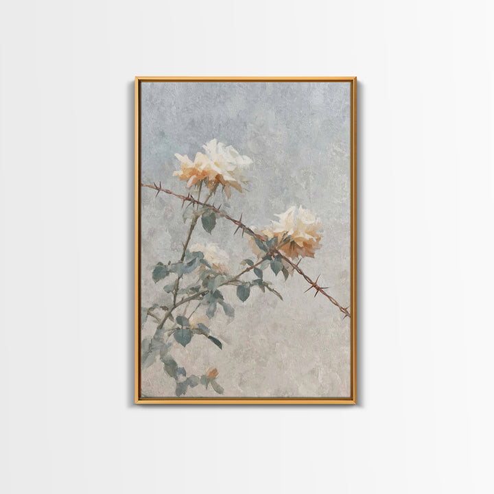 Thorn And Bloom – Framed Canvas Print – Christian Art Canvas – Christian Wall Art – Christian Painting – Christian Decor – Minimalist Chris