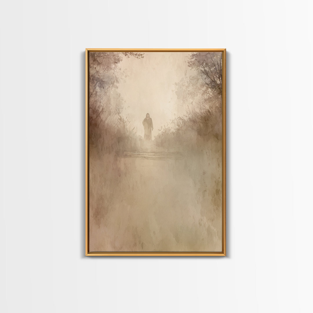 Gentle Path Light – Framed Canvas Print – Christian Art Canvas – Christian Wall Art – Subtle Christian Art – Jesus Painting – Christian Art