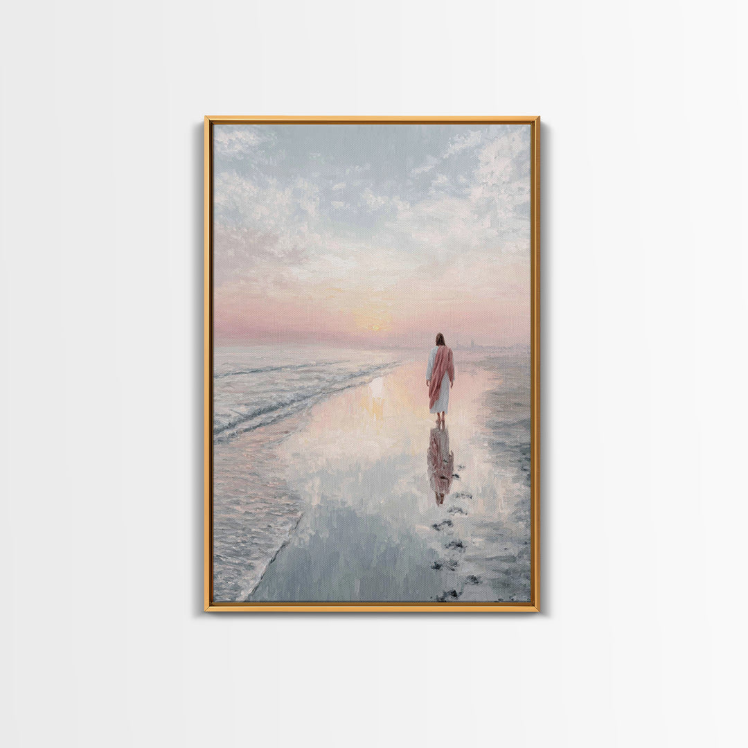 Shore Of Grace – Framed Canvas Print – Christian Wall Art – Christian Art Canvas – Jesus Painting – Christian Art Print – Christian Christm