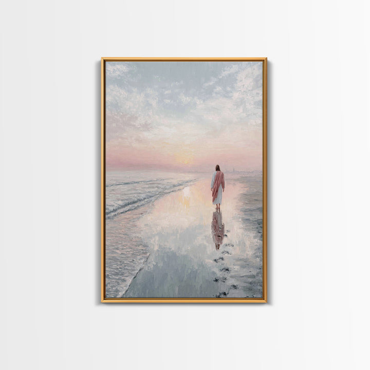 Shore Of Grace – Framed Canvas Print – Christian Wall Art – Christian Art Canvas – Jesus Painting – Christian Art Print – Christian Christm