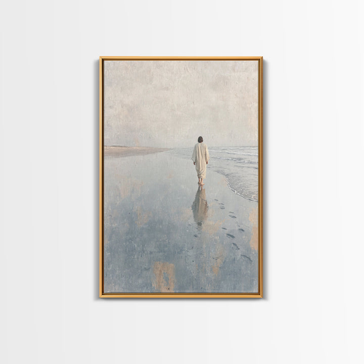 Walk Of Faith - Framed Canvas Print - Christian Wall Art - Jesus Painting - Christian Art Canvas - Minimalist Christian Art - Christian Dec