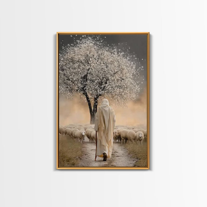 Blossom Shepherd Way – Framed Canvas Print – Jesus Painting – Christian Art Canvas – Christian Wall Art – Christian Art Work – Christian De