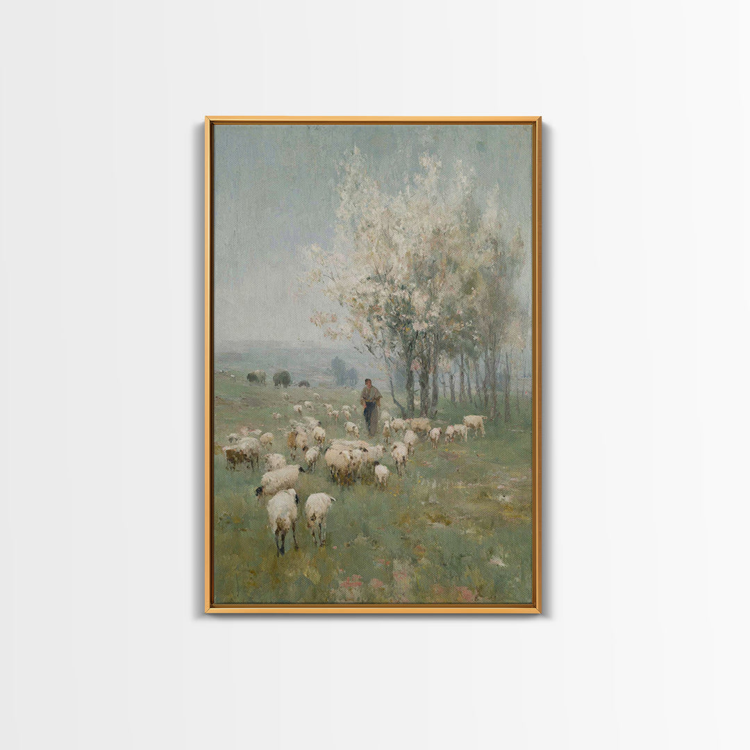 Spring Meadow Guide – Framed Canvas Print – Christian Art Canvas – Christian Painting – Christian Wall Art – Christian Gift – Subtle Christ