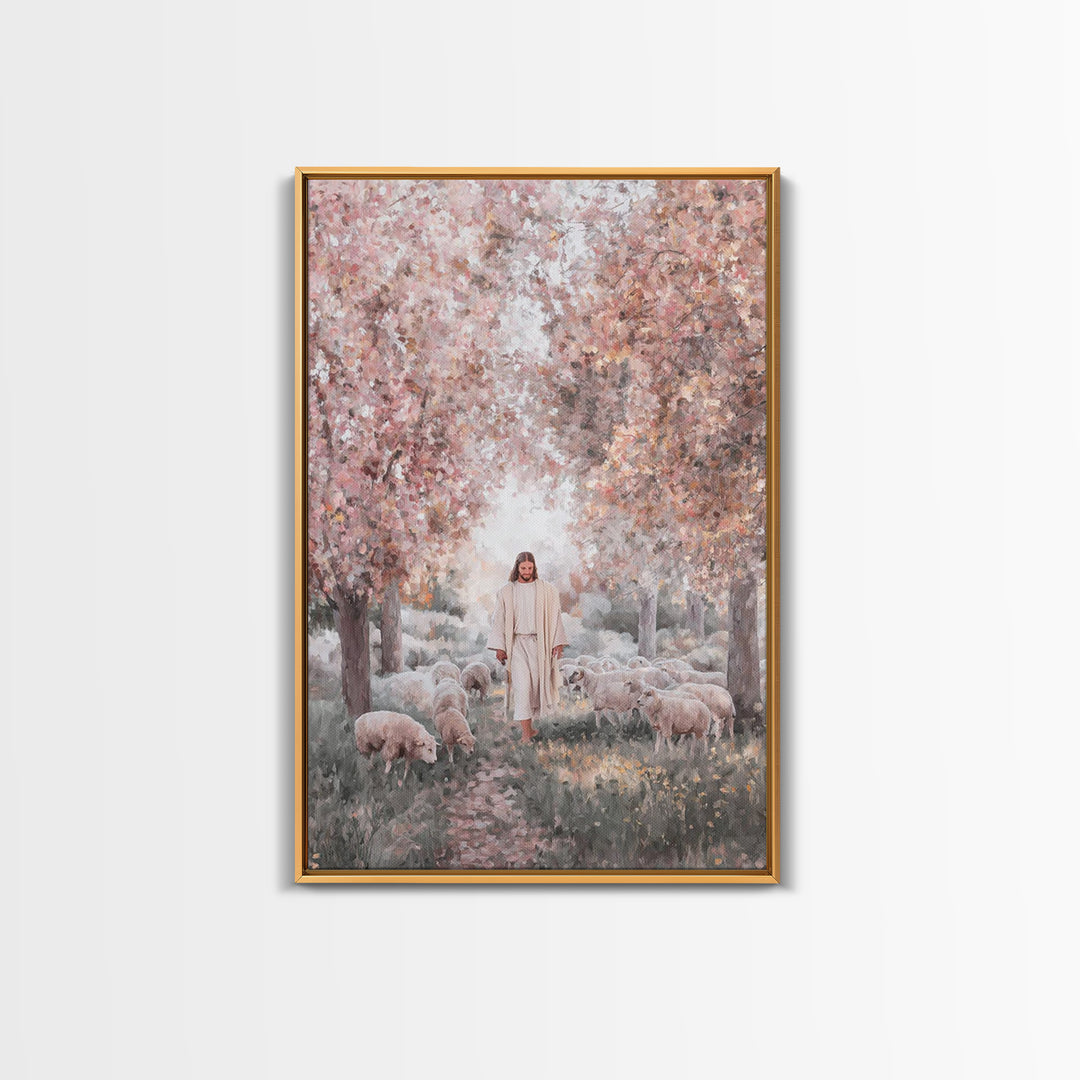 Pathway Of Gentle Care – Framed Canvas Print – Christian Wall Art – Jesus Painting – Christian Art Canvas – Christian Gift Ideas – Vintage