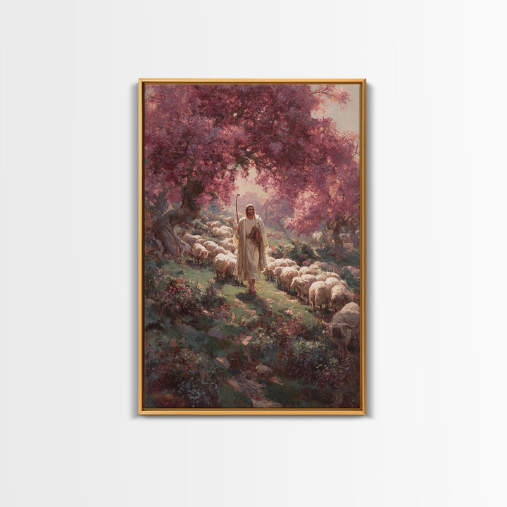 Pastures Of Peace – Framed Canvas Print – Christian Art Canvas – Christian Painting – Subtle Christian Art – Jesus Wall Art – Christian Chr