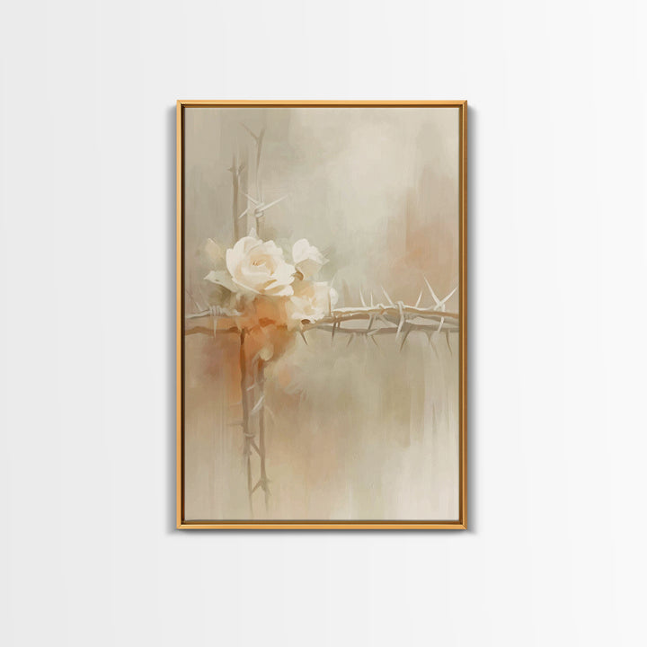 Roses Of Hope, Framed Canvas Print, Christian Art Canvas, Christian Wall Art, Subtle Christian Art, Christian Decor, Modern Christian Art