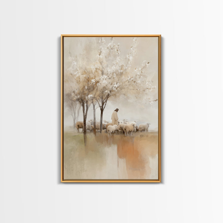 Blossoms Of Grace – Framed Canvas Print – Christian Wall Art – Jesus Painting – Christian Art Canvas – Vintage Christian Art – Christian Gi