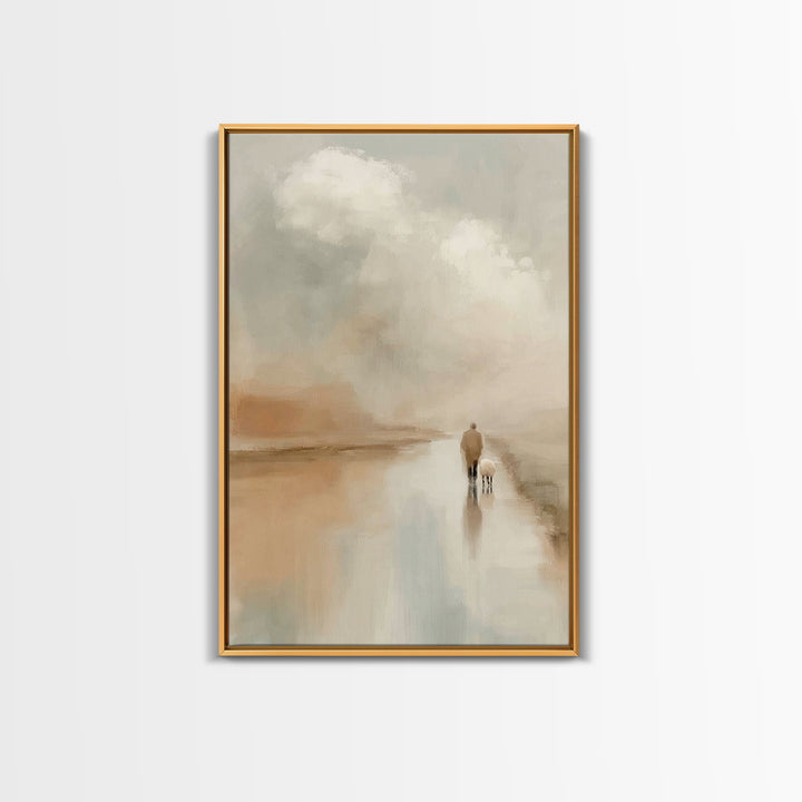 Quiet Shepherd Light, Framed Canvas Print, Christian Wall Art, Jesus Canvas Art, Modern Christian Art, Christian Gift, Christmas Art Prints