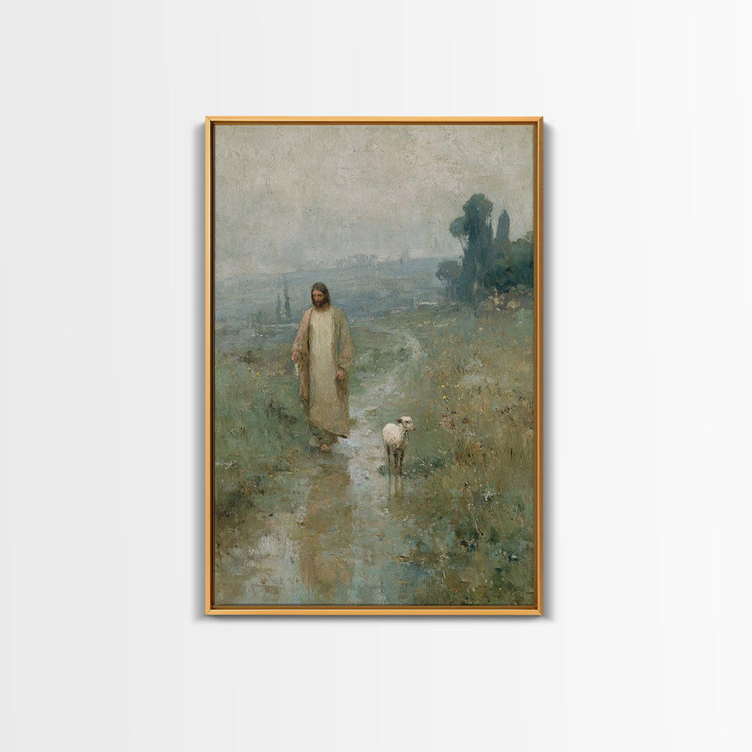 Gentle Morning Walk – Framed Canvas Print – Christian Wall Art – Jesus Painting – Subtle Christian Art – Christian Art Print – Christian De