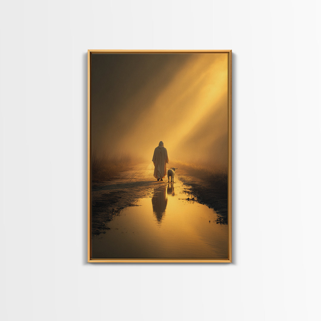 Dawn Shepherd Quiet | Framed Canvas Print | Christian Wall Art | Jesus Art Print | Moody Christian Art | Large Christian Painting | Christi