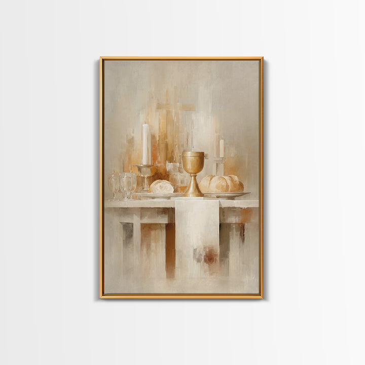 Sacred Communion Light | Framed Canvas Print | Christian Wall Art | Christian Christmas Art | Christian Art Canvas | Unique Christian Art