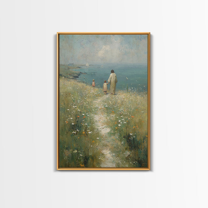 Morning Path Of Hope – Framed Canvas Print – Christian Wall Art – Jesus Painting – Christian Art Canvas – Christian Gift – Modern Christian
