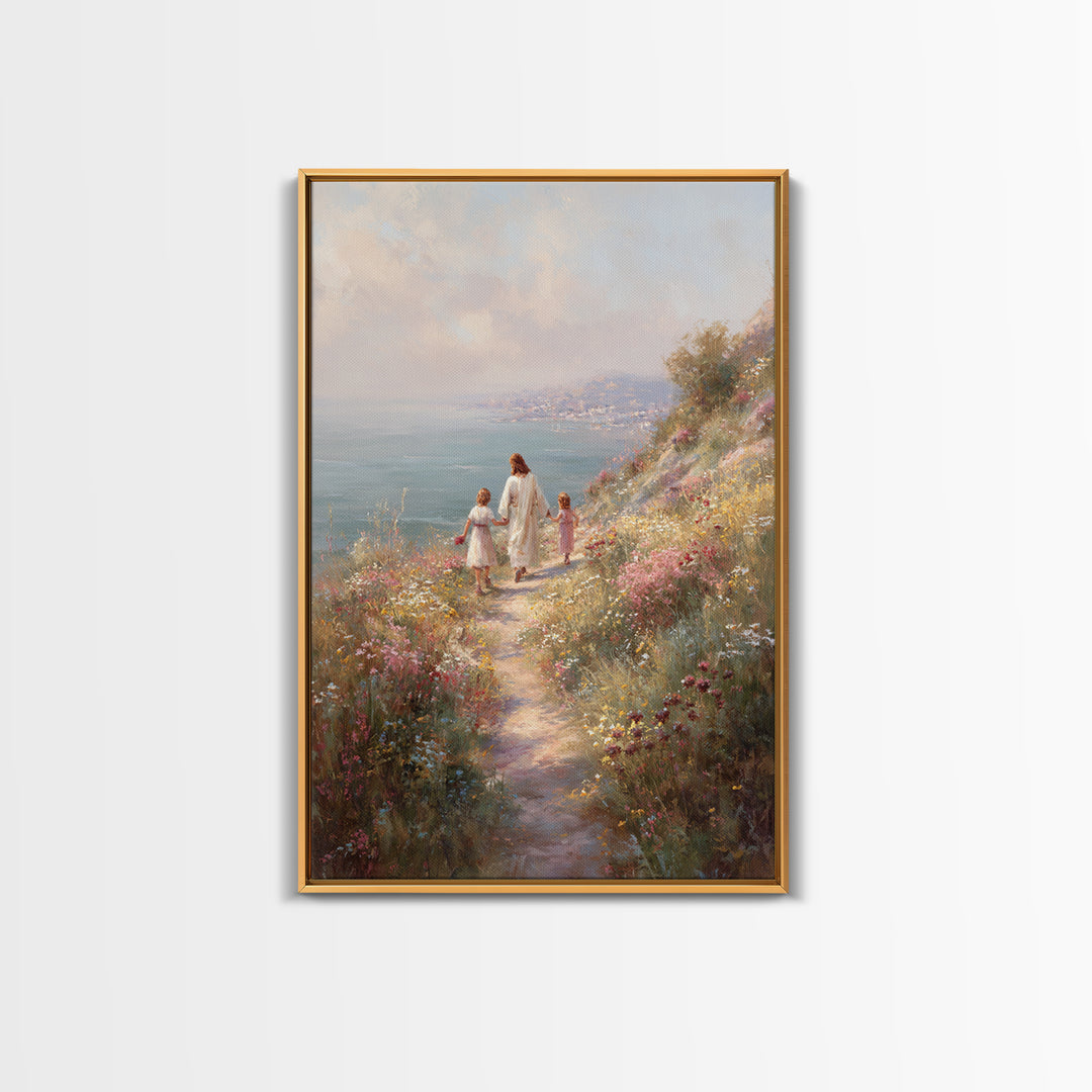 Seaside Promise Light – Framed Canvas Print – Christian Wall Art – Christian Art Canvas – Jesus Painting – Christian Decorations – Subtle C
