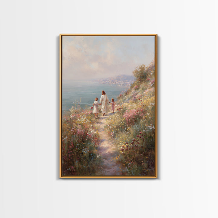 Seaside Promise Light – Framed Canvas Print – Christian Wall Art – Christian Art Canvas – Jesus Painting – Christian Decorations – Subtle C