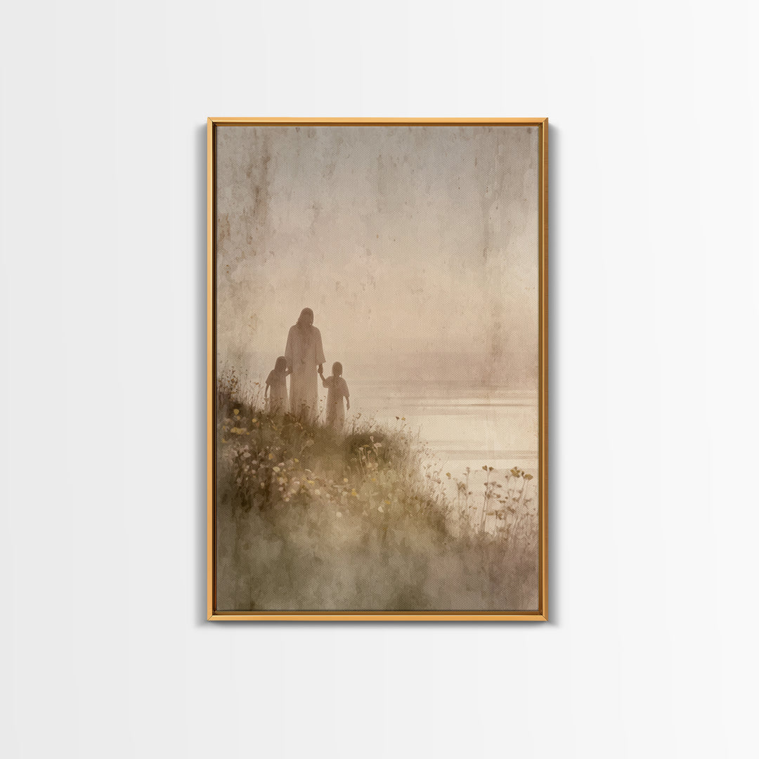 Blossoms By The Sea, Framed Canvas Print, Christian Wall Art, Jesus Art Print, Christian Art Canvas, Christian Decoration, Large Christian